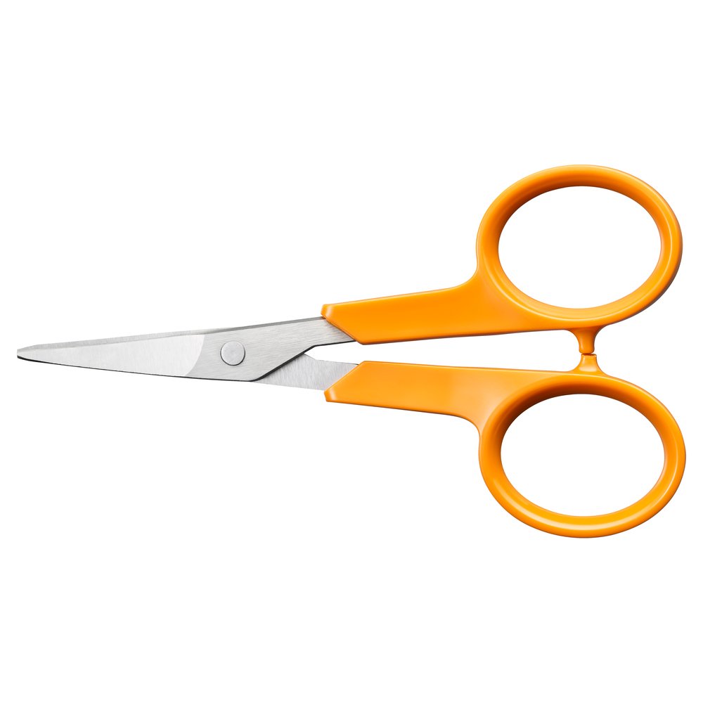Nůžky na nehty Fiskars se zahnutými čepelemi, 10 cm - oranžová