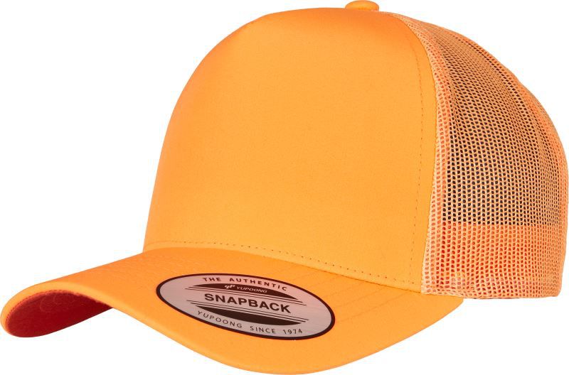 Pětipanelová kšiltovka Flexfit Retro Trucker Cap - neon orange, One Size