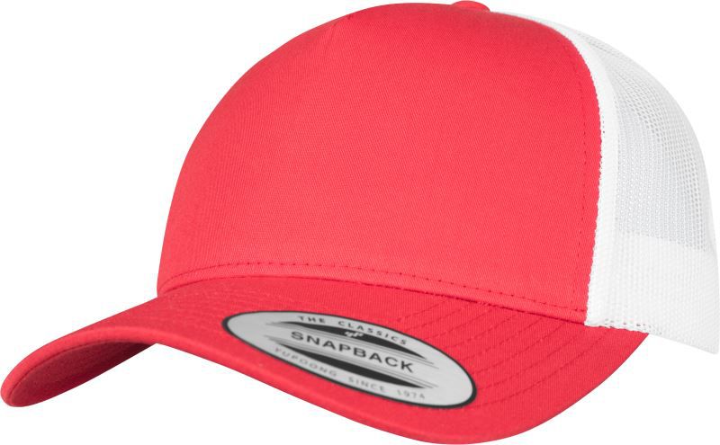 Pětipanelová kšiltovka Flexfit Retro Trucker Cap - red/white, One Size