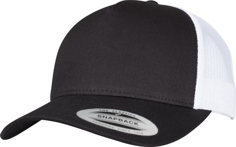Pětipanelová kšiltovka Flexfit Retro Trucker Cap - black/white, One Size