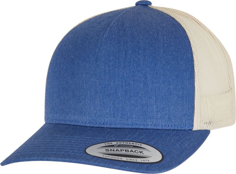 Pětipanelová kšiltovka Flexfit Retro Trucker Cap - blue/beige, One Size