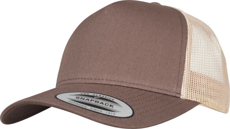Pětipanelová kšiltovka Flexfit Retro Trucker Cap - brown/khaki, One Size