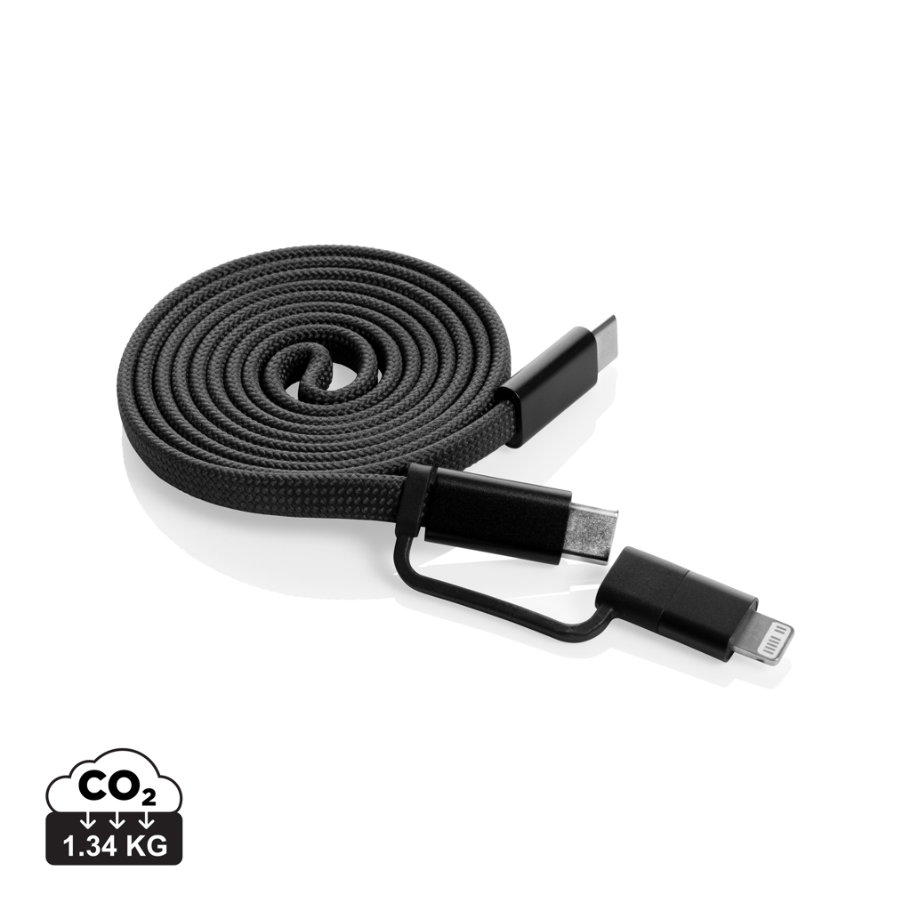 Ultra tenký magnetický nabíjecí kabel 60W 2 v 1 Černá