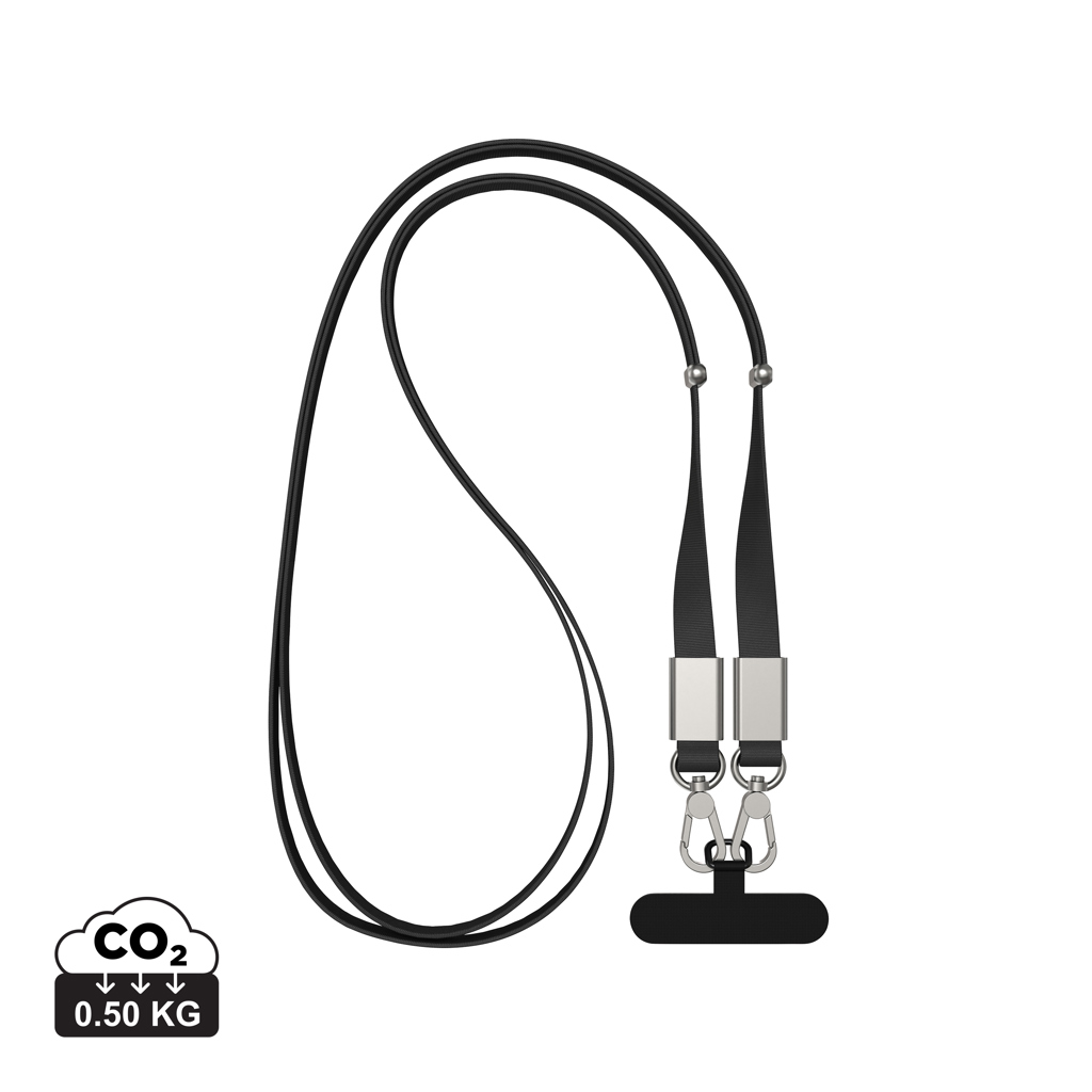 Crossbody lanyard Nivo RCS z recyklovaného PET Černá