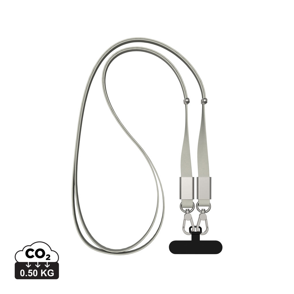 Crossbody lanyard Nivo RCS z recyklovaného PET Šedá