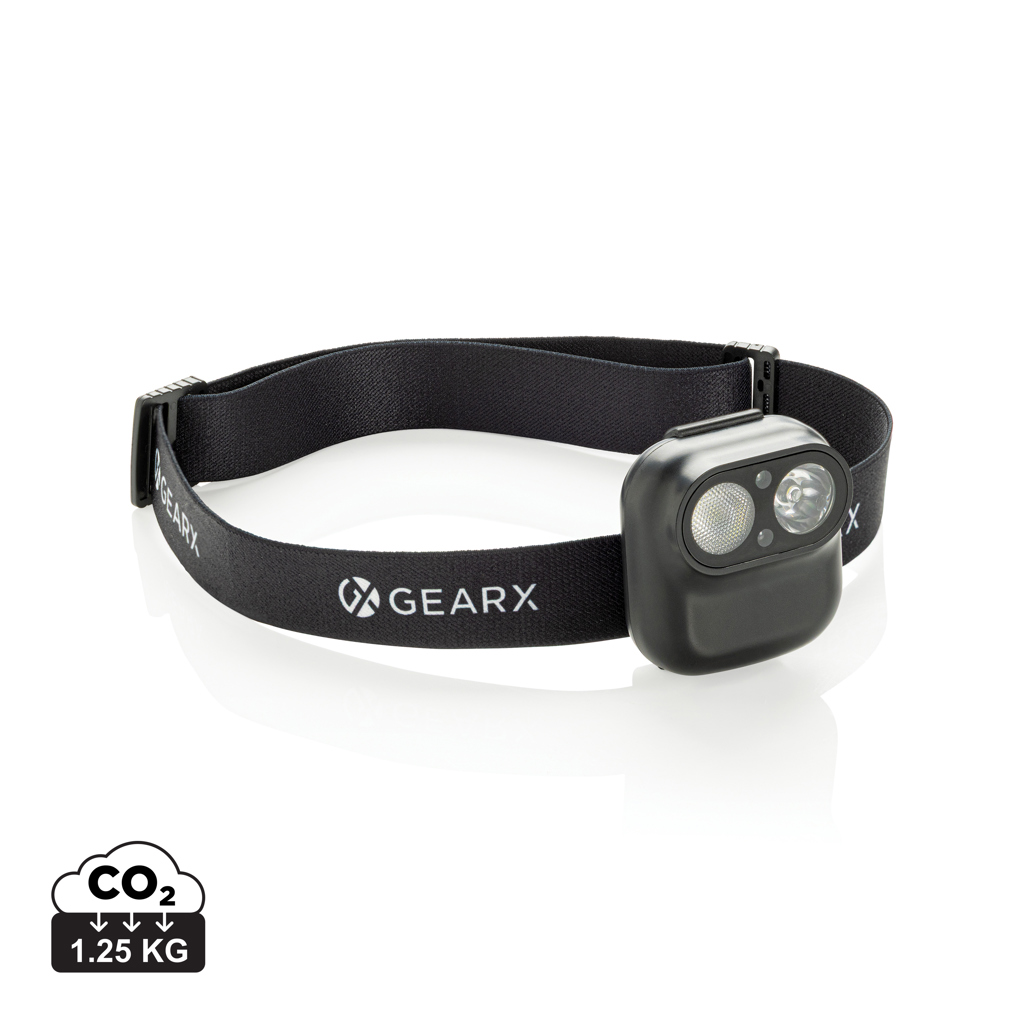 Čelovka Gear X RCS z recykl. plastu s pohybovým senzorem Černá