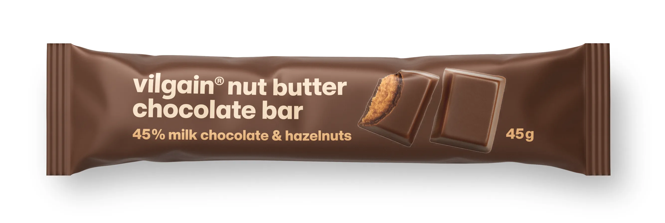 Vilgain Nut Butter Chocolate Bar 45% mléčná čokoláda s lískooříškovým krémem 45 g