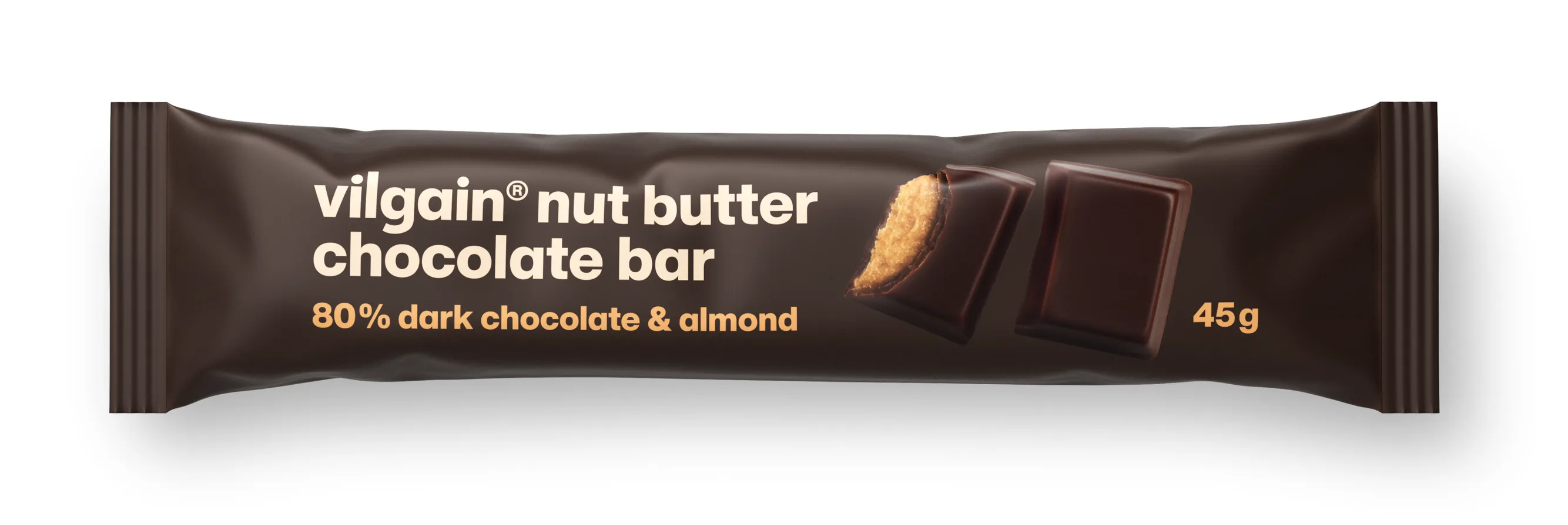 Vilgain Nut Butter Chocolate Bar 80% hořká čokoláda s mandlovým krémem 45 g