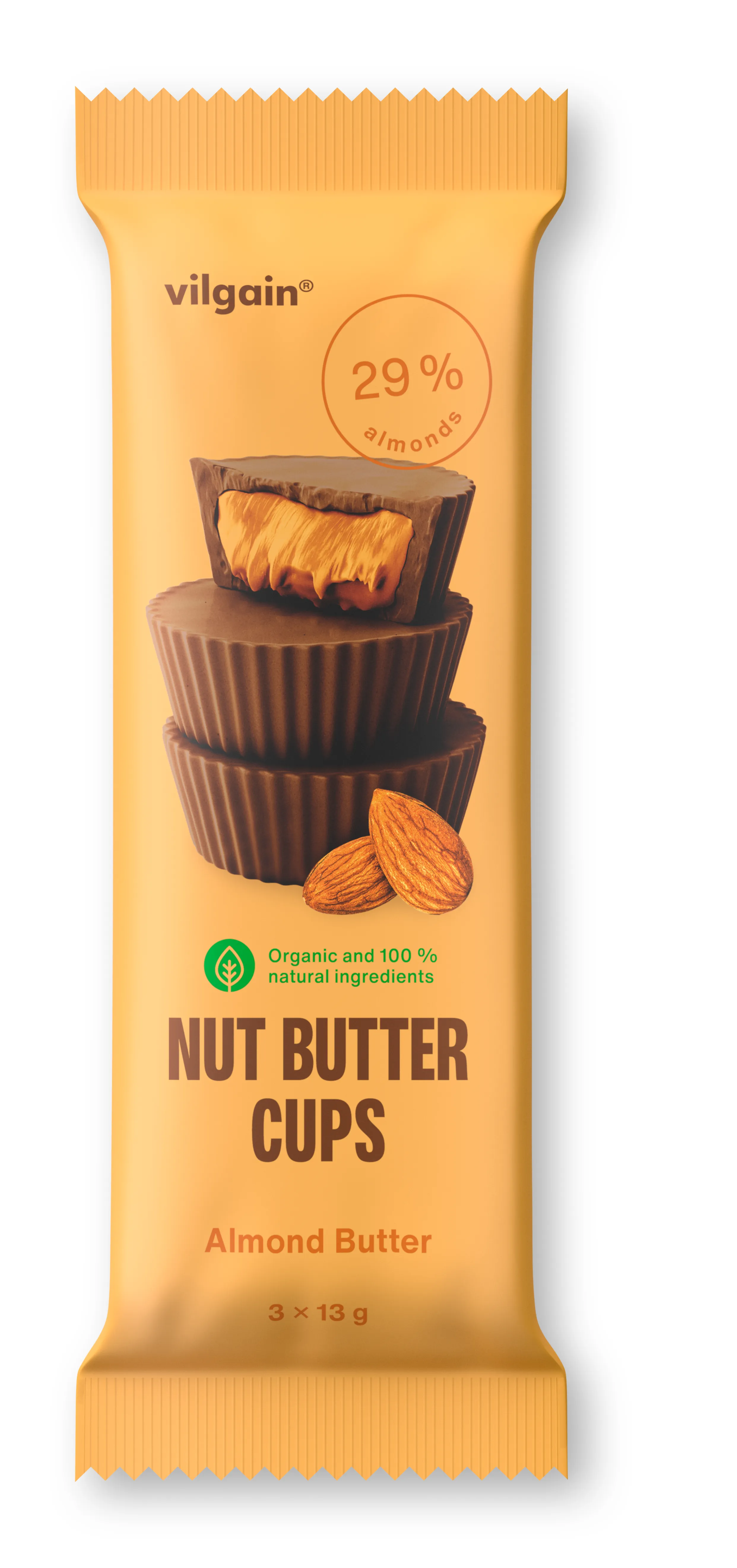Vilgain Nut Butter Cups BIO mandlové máslo 39 g (3 x 13 g)