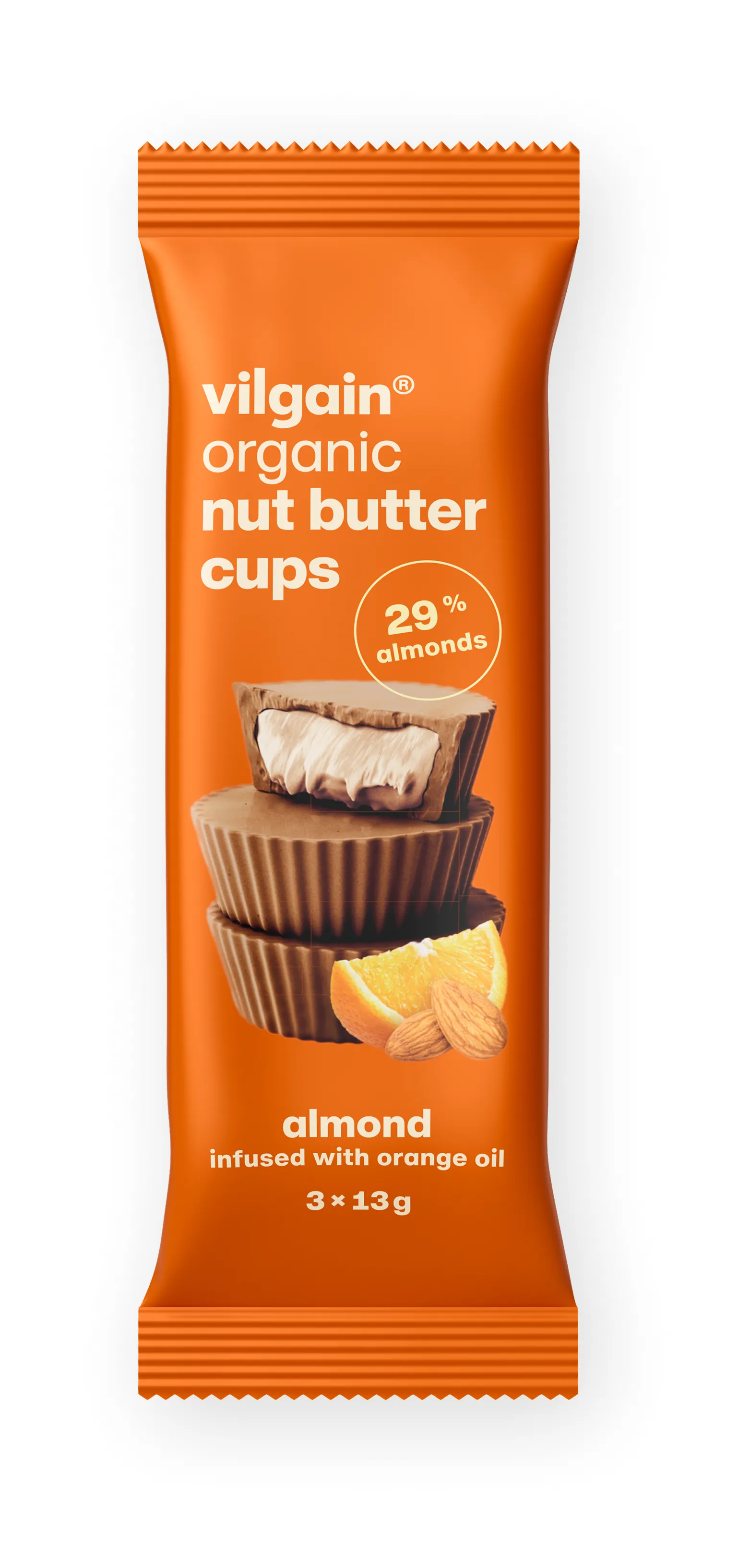 Vilgain Nut Butter Cups BIO Mandle v pomerančovém oleji 39 g (3 x 13 g)