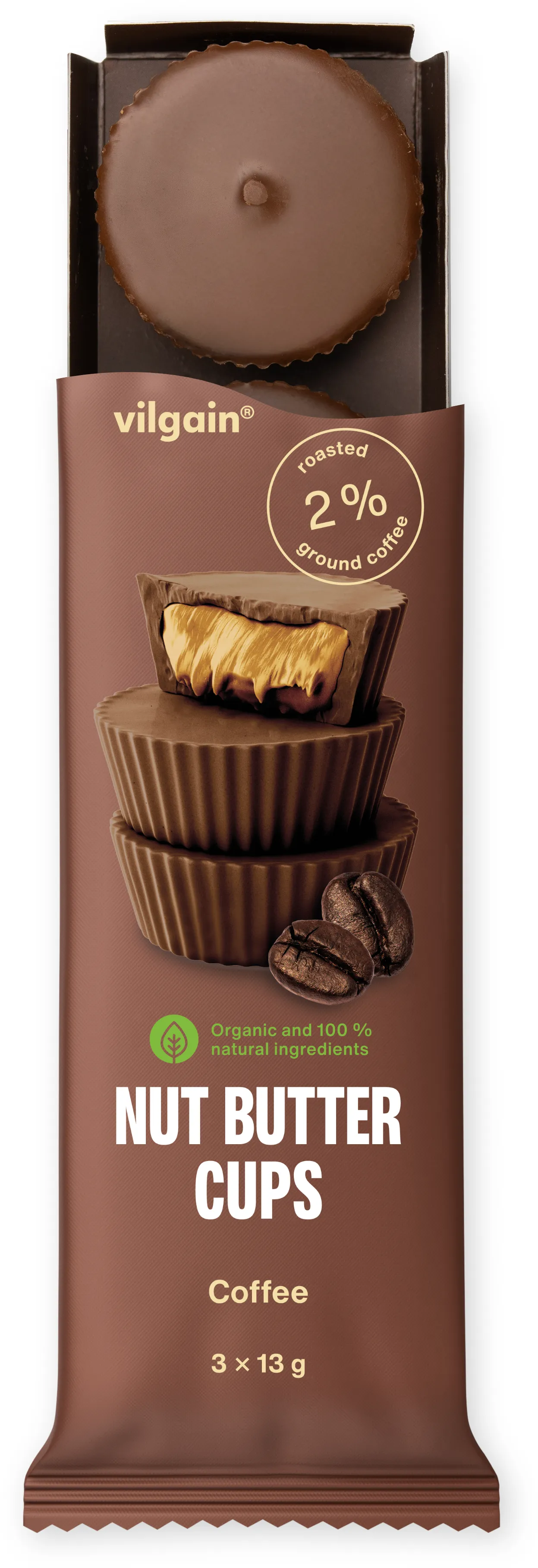 Vilgain Nut Butter Cups BIO kávovo-oříškové máslo 39 g (3 x 13 g)
