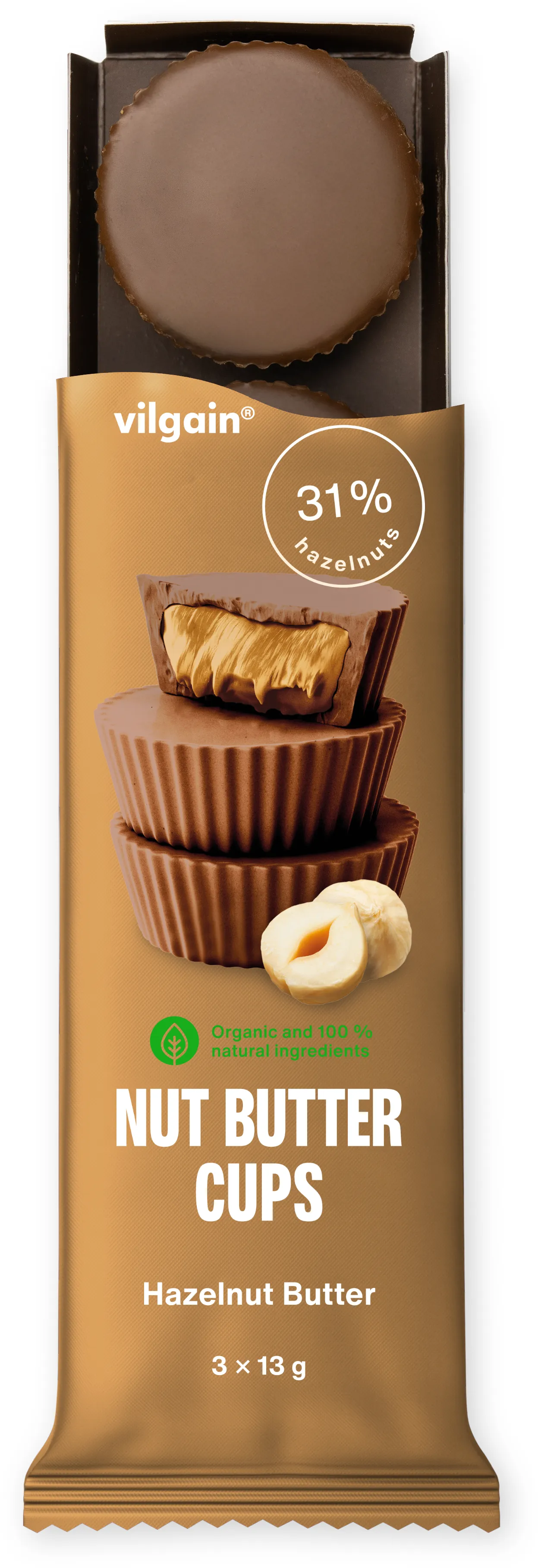 Vilgain Nut Butter Cups BIO lískooříškové máslo 39 g (3 x 13 g)