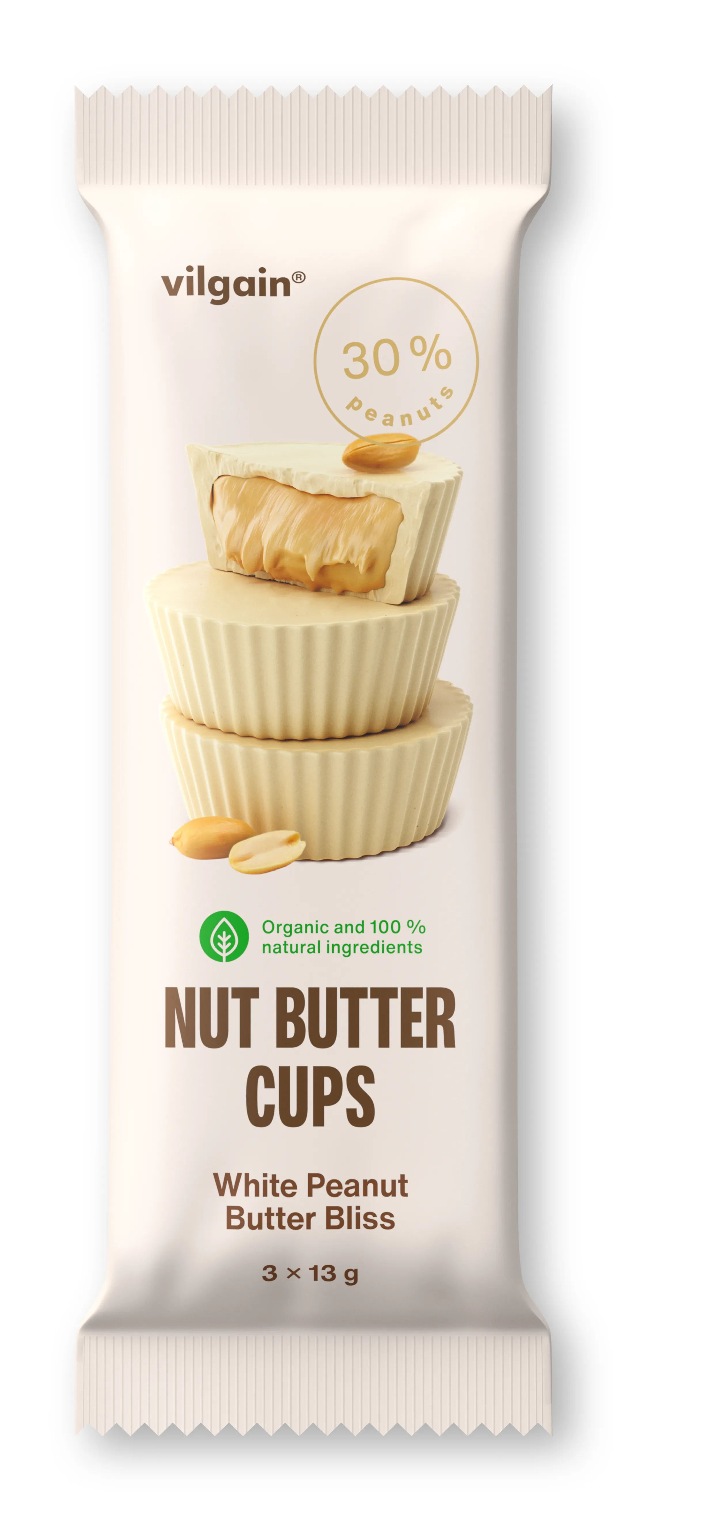 Vilgain Nut Butter Cups BIO Arašídové máslo v bílé čokoládě 39 g (3 x 13 g)