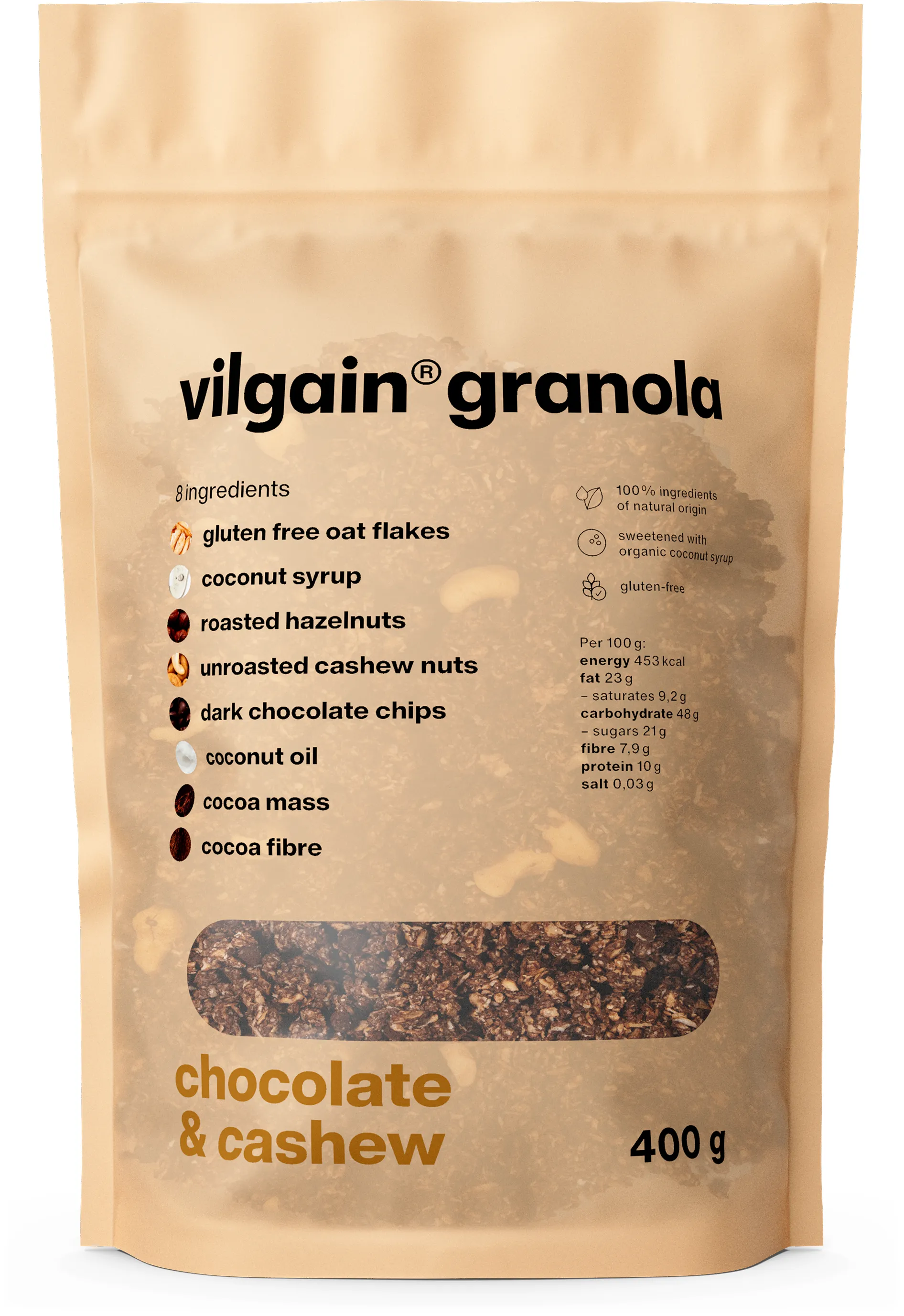 Vilgain Granola čokoláda a kešu 400 g