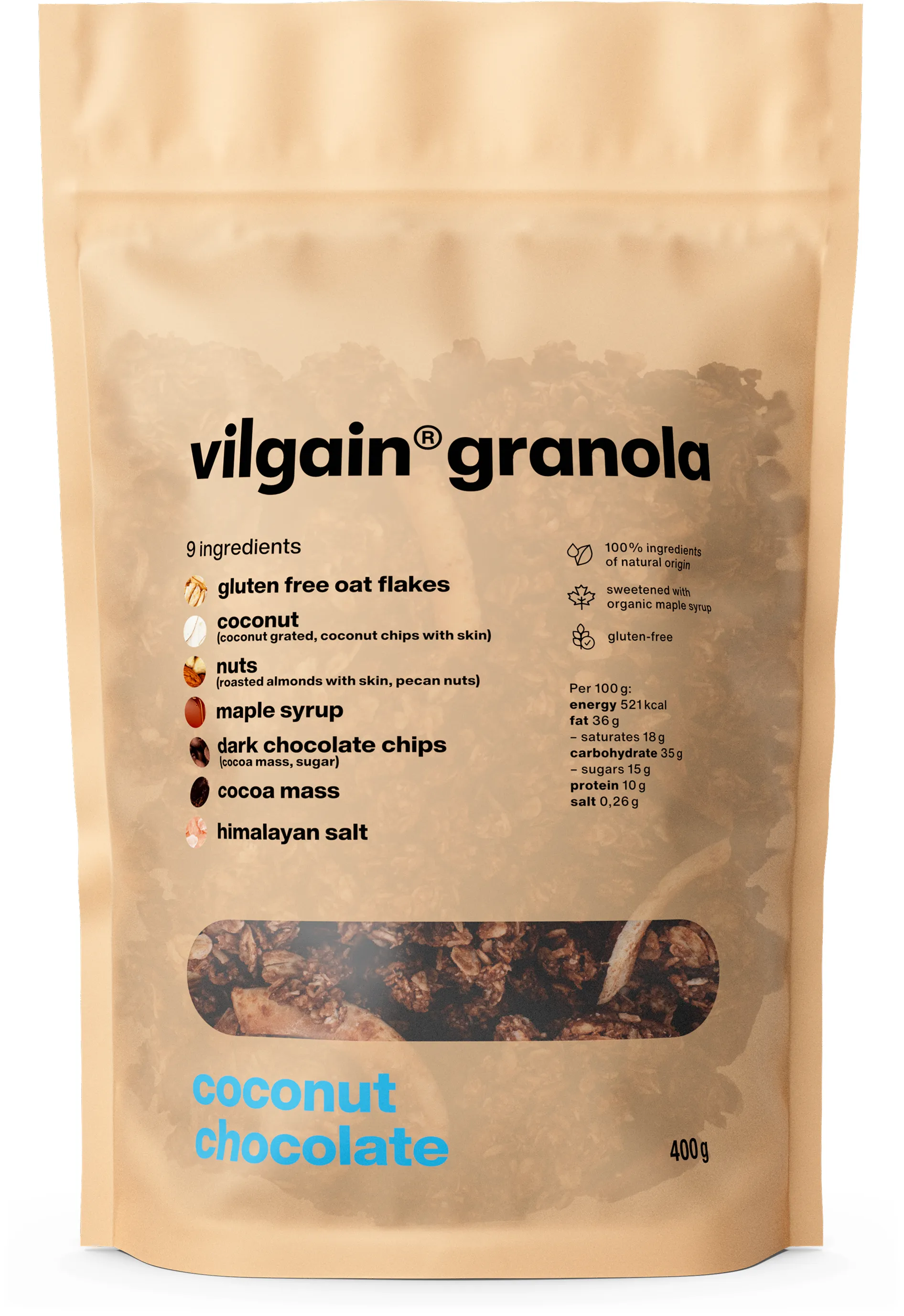 Vilgain Granola kokos s čokoládou 400 g