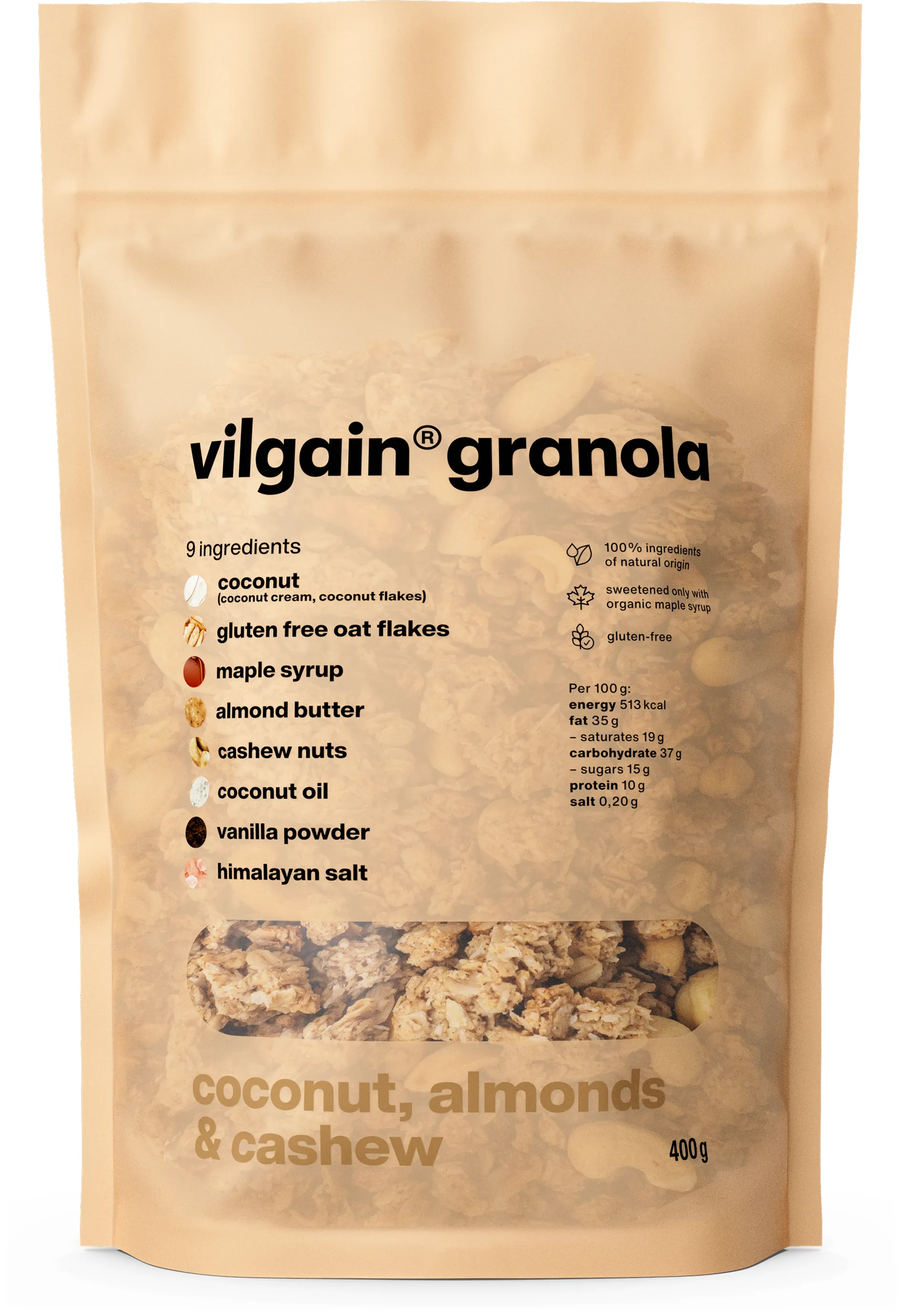 Vilgain Granola kokos, mandle a kešu 400 g