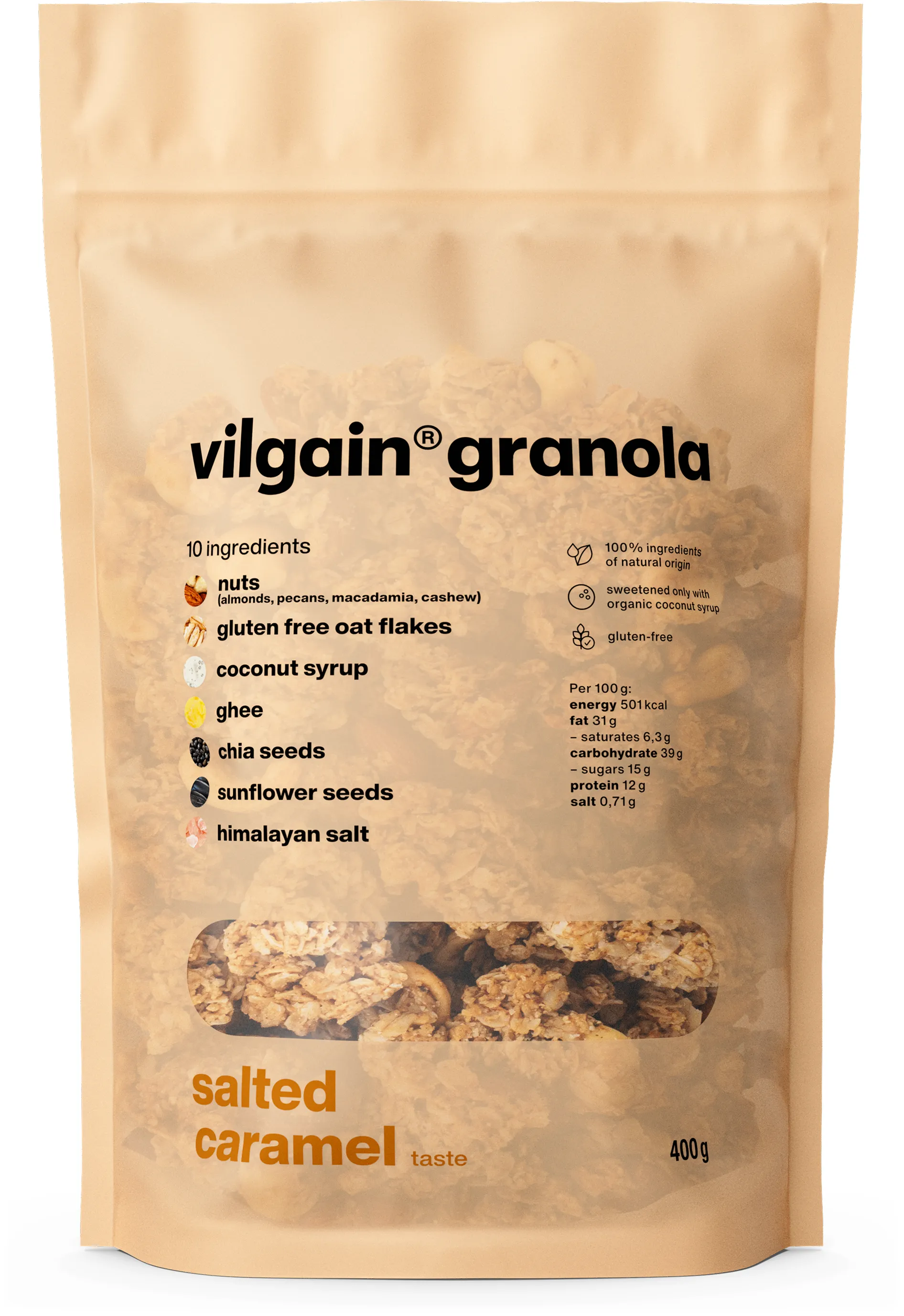 Vilgain Granola slaný karamel 400 g