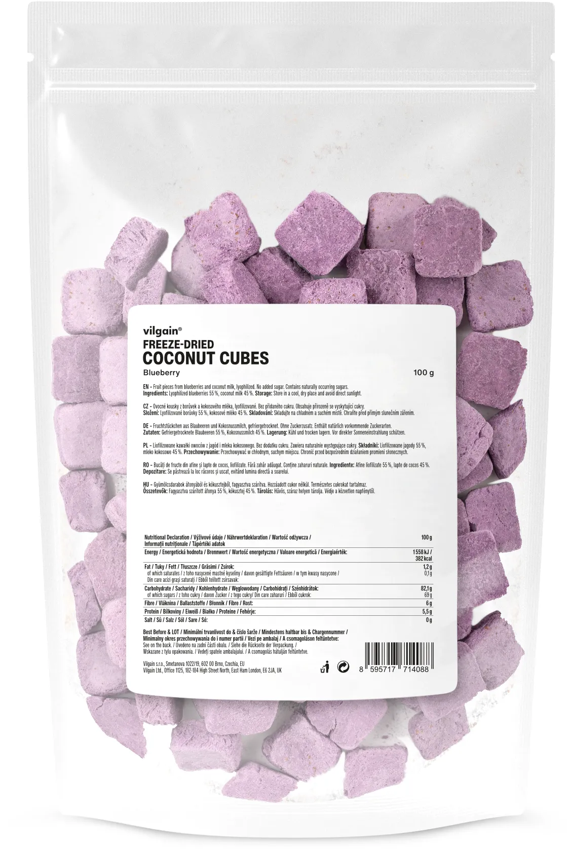 Vilgain Coconut Cubes borůvka 100 g