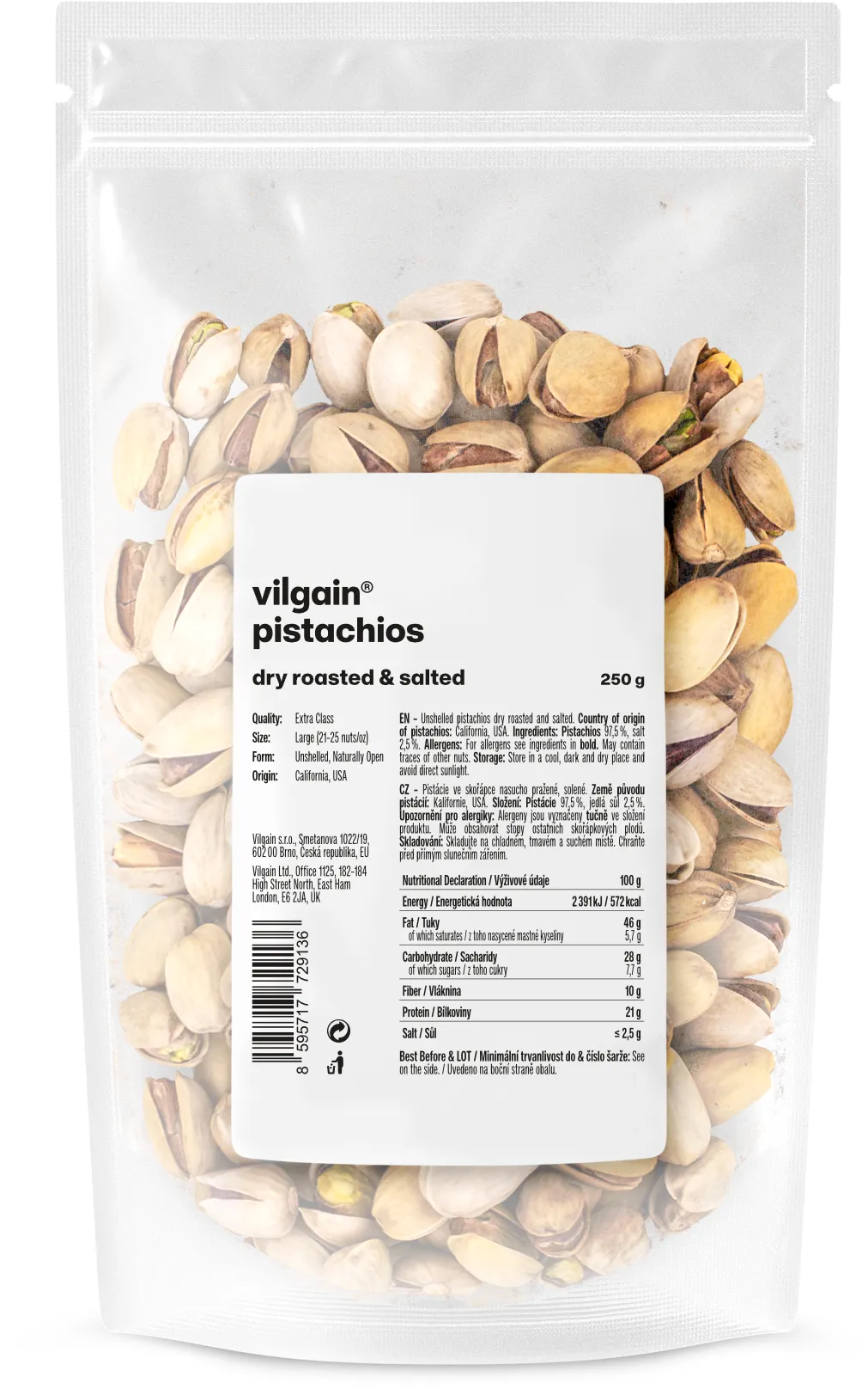 Vilgain Pistácie nasucho pražené & solené 250 g