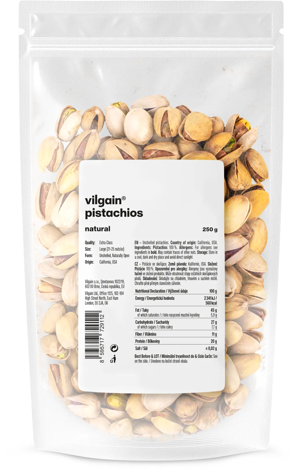 Vilgain Pistácie Přírodní 250 g