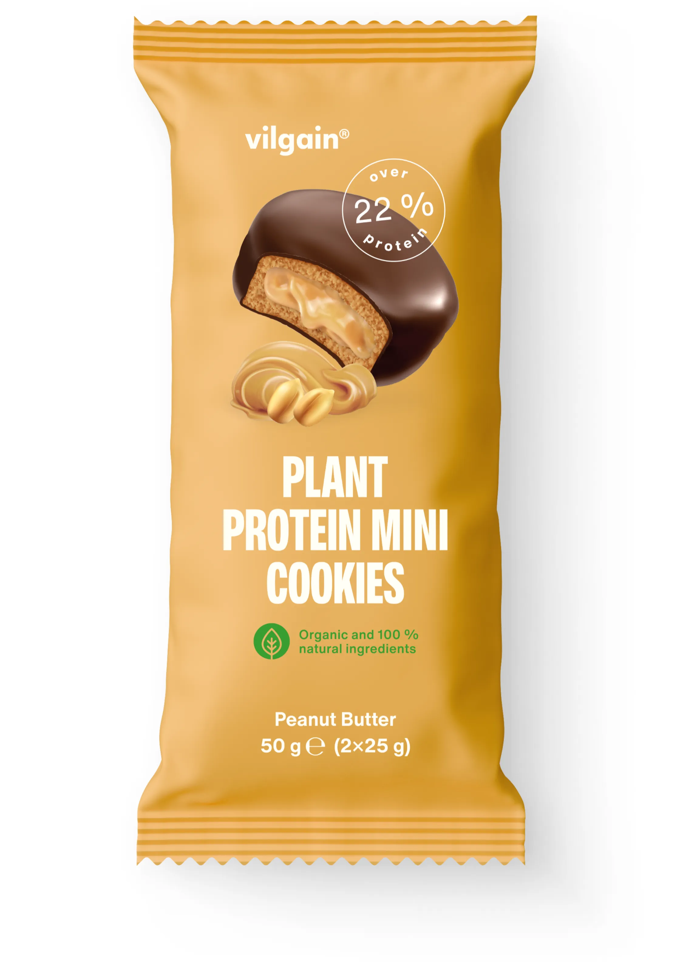 Vilgain Plant Protein Mini Cookies BIO arašídové máslo 50 g (2 x 25 g)