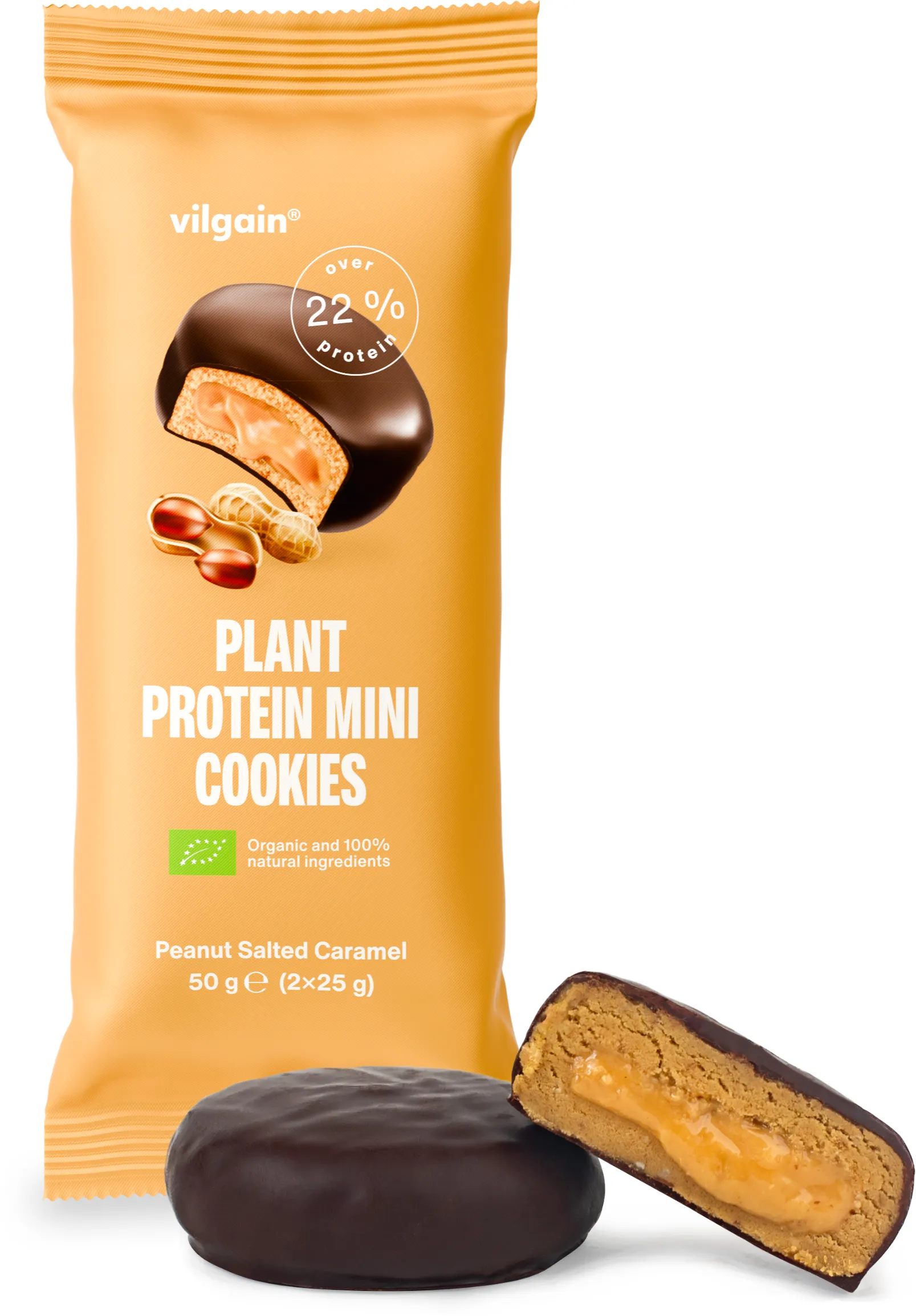 Vilgain Plant Protein Mini Cookies BIO Arašídy se slaným karamelem 50 g (2 x 25 g)