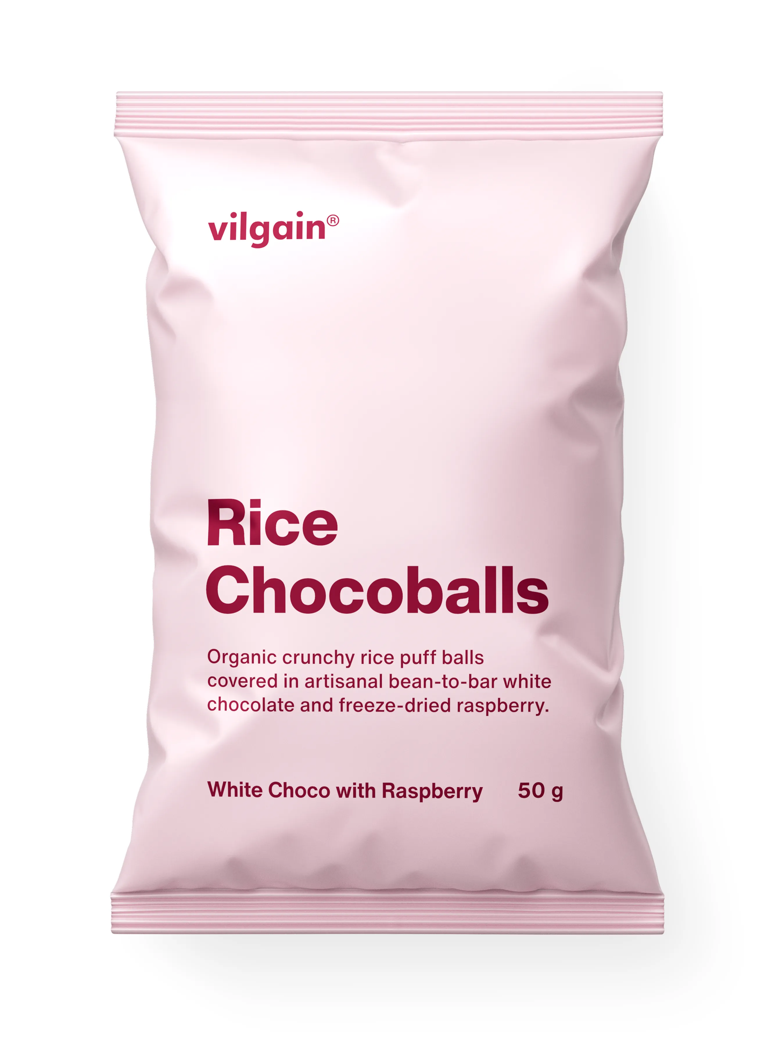 Vilgain Rice Chocoballs BIO Bílá čokoláda s malinou 50 g