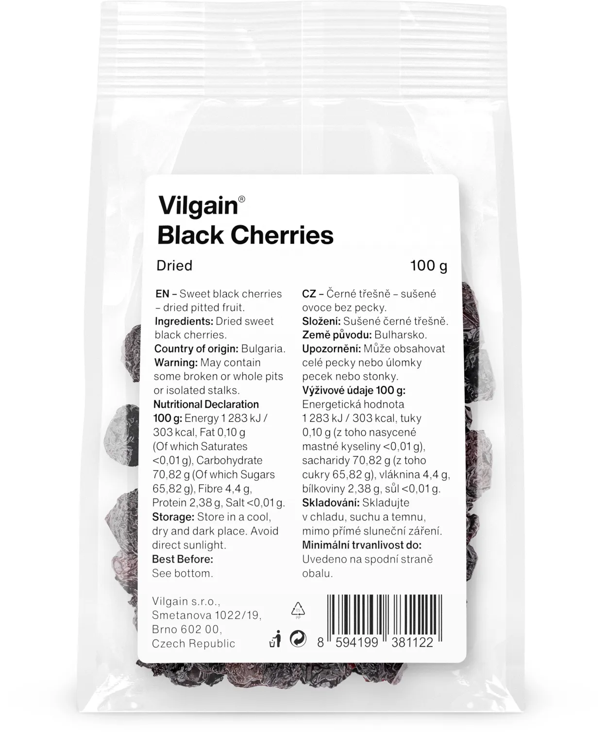 Vilgain Třešně sušené černá třešeň 100 g