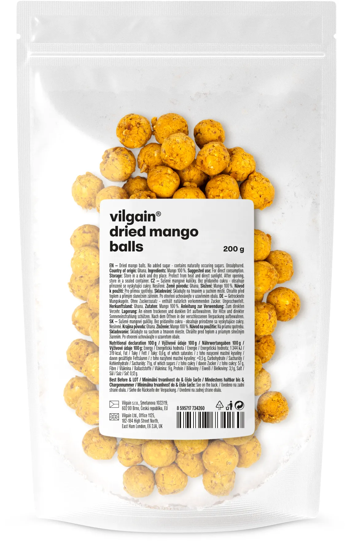 Vilgain Sušené ovocné kuličky mango 200 g