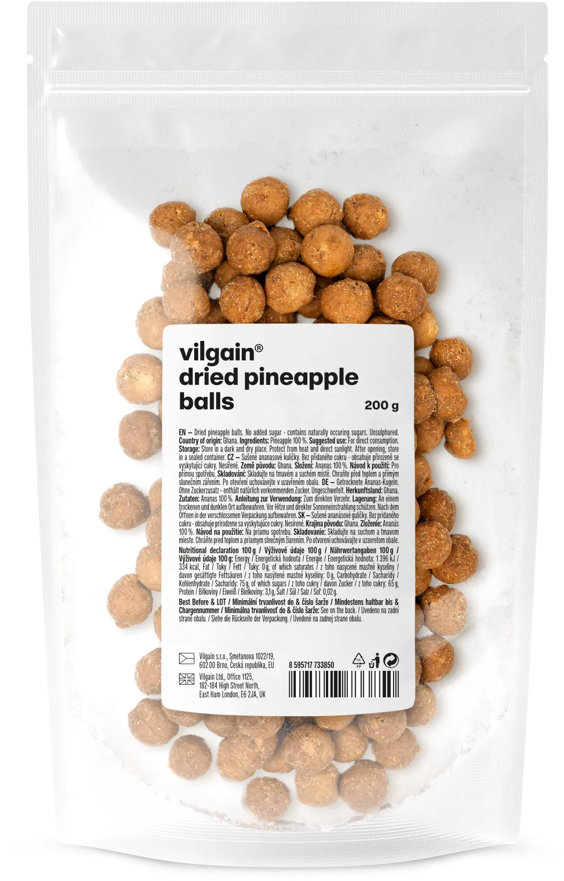 Vilgain Sušené ovocné kuličky ananas 200 g