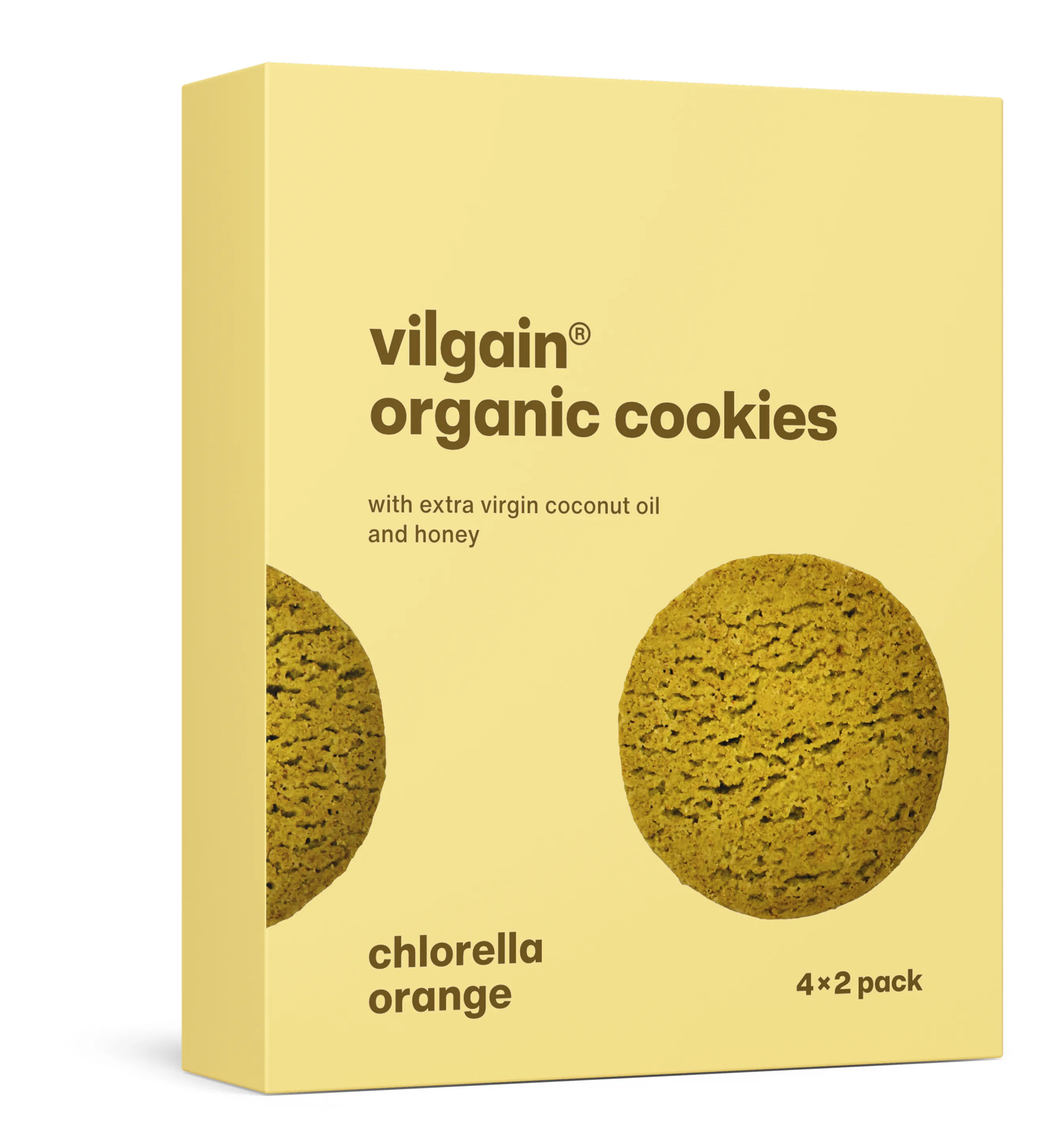 Vilgain Cookies BIO chlorella a pomeranč 135 g (4 x 2 sušenky)