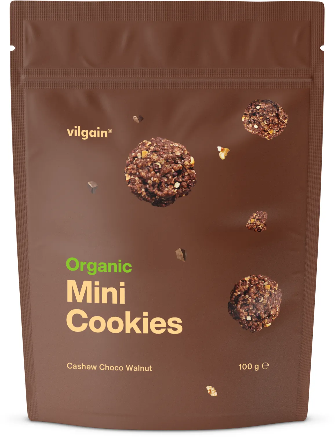Vilgain Mini Cookies BIO kešu, čokoláda a vlašské ořechy 100 g