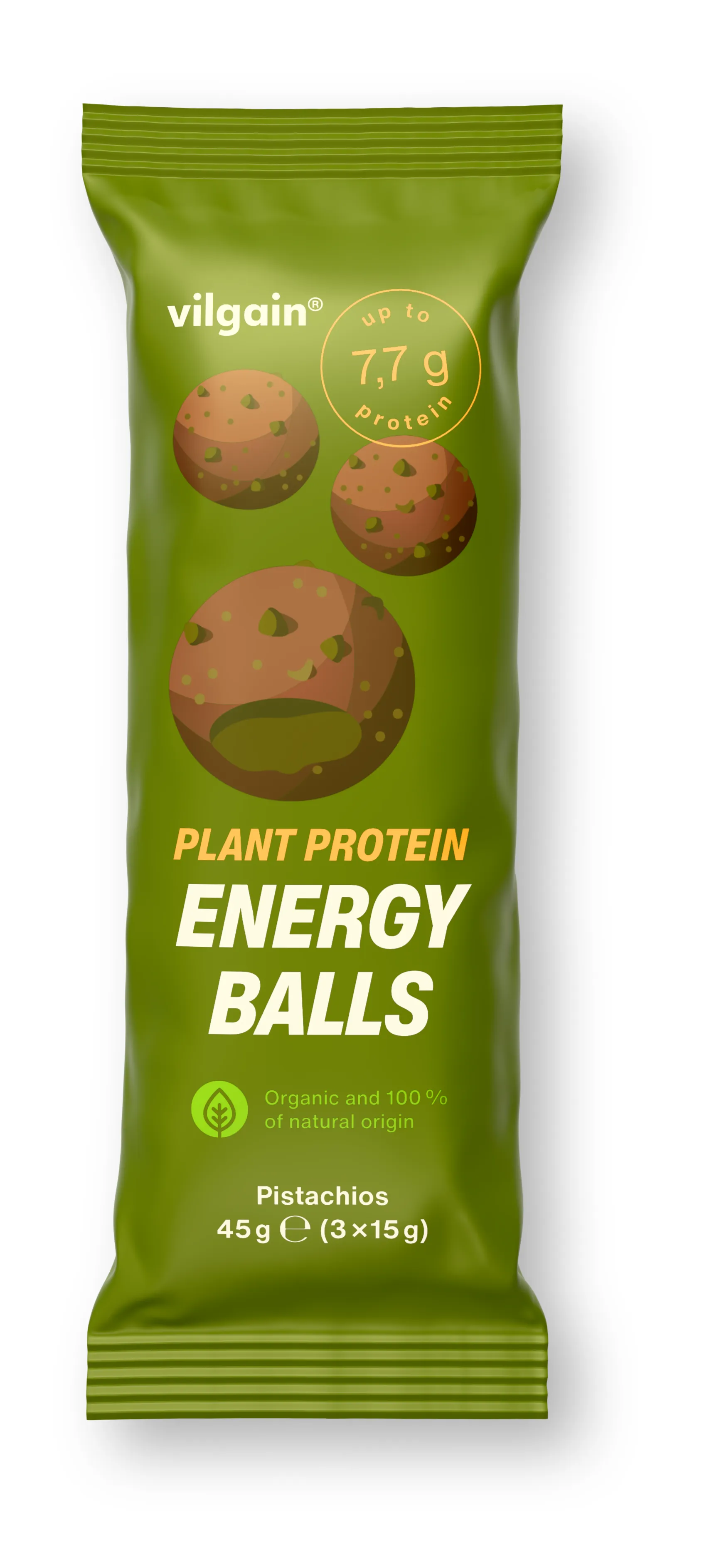 Vilgain Plant Protein Energy Balls BIO pistácie 45 g (3 x 15 g)