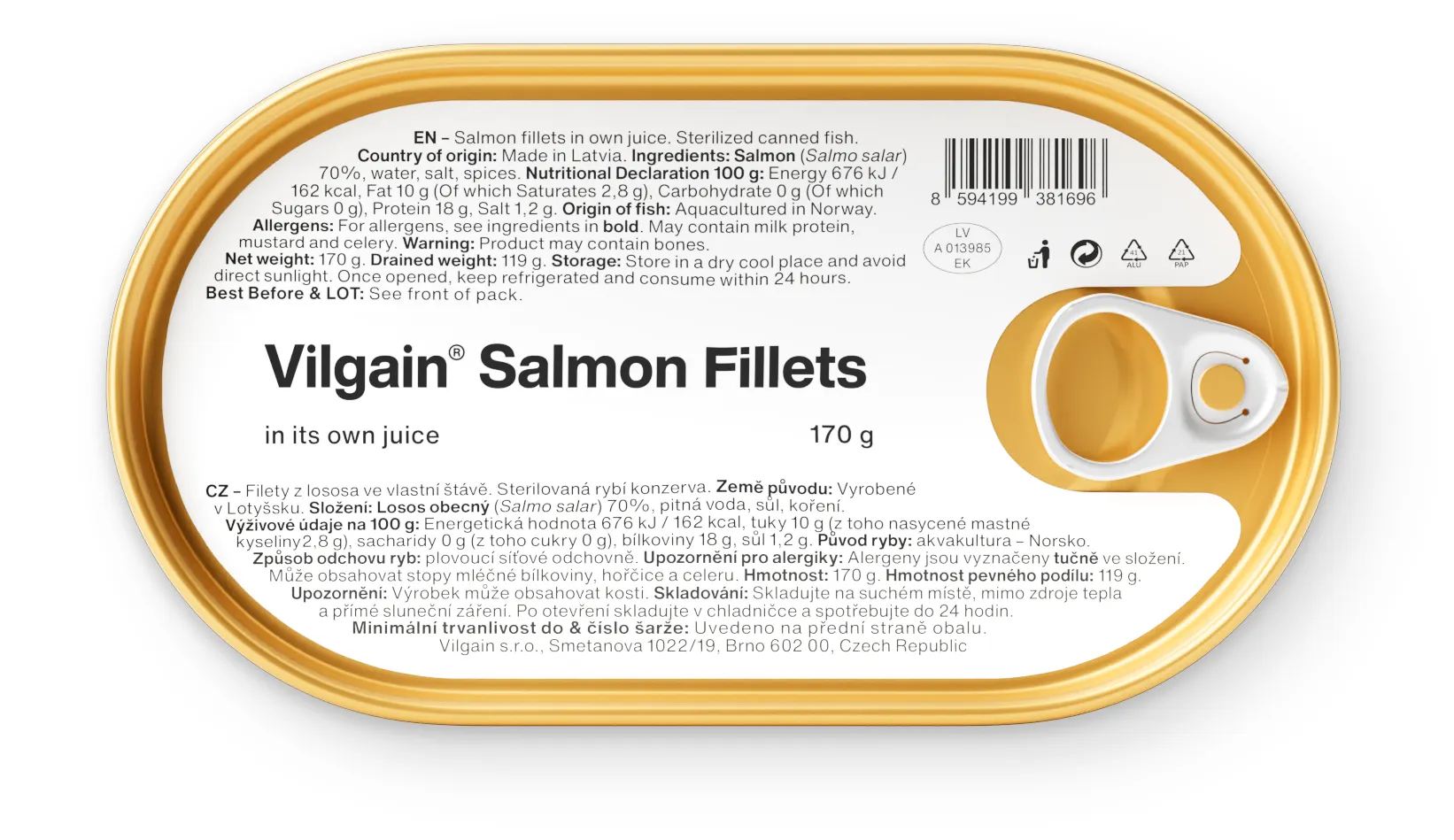 Vilgain Filety z lososa ve vlastní šťávě 170 g