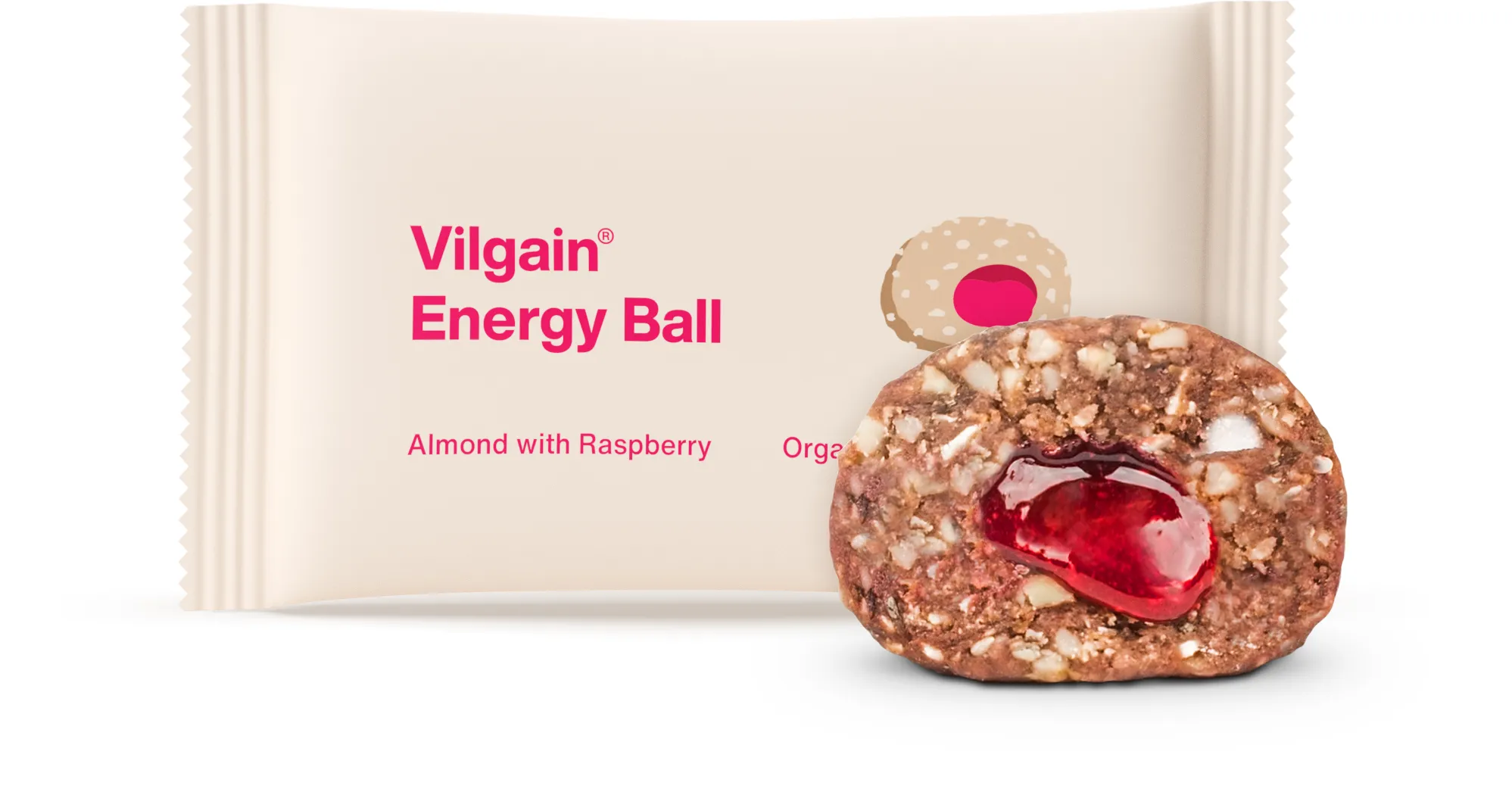 Vilgain Energy Ball BIO mandle s malinovým džemem 30 g