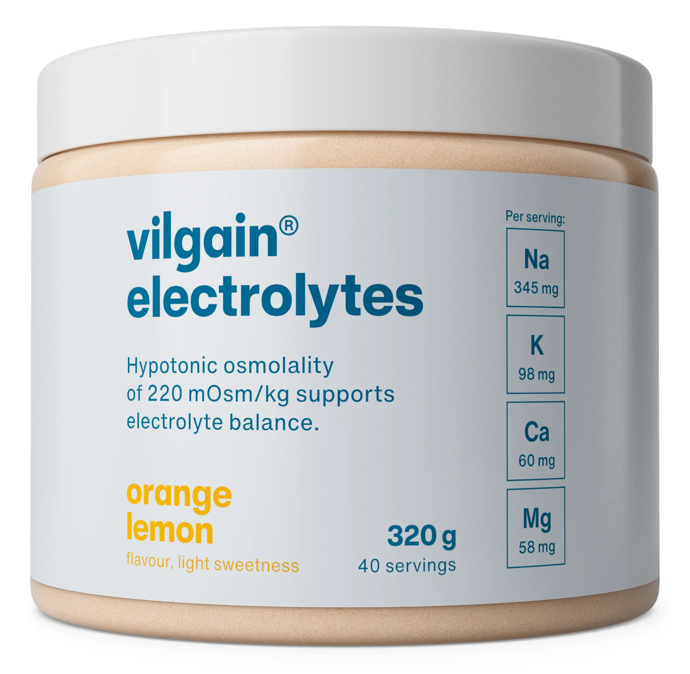 Vilgain Elektrolyty pomeranč & citron bez stévie 320 g
