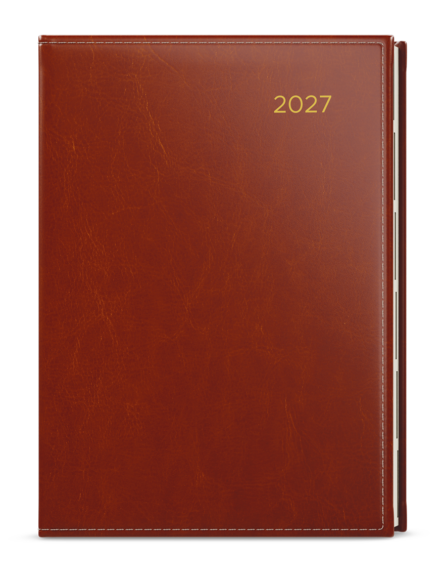 Denní diář Ctirad Premier s výsekem 2027, A5 - hnědá