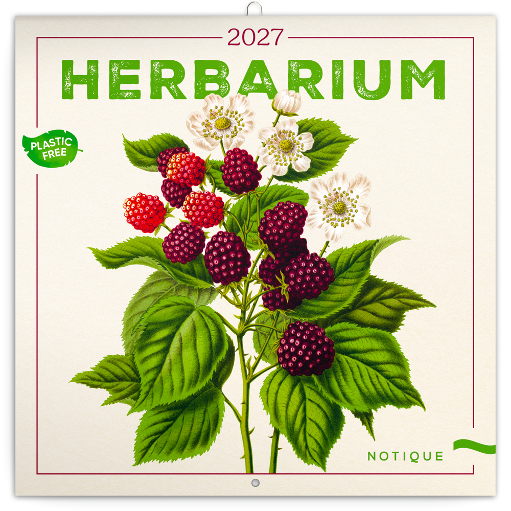 Poznámkový kalendář Herbář 2027, PLASTIC FREE, 30x30 cm