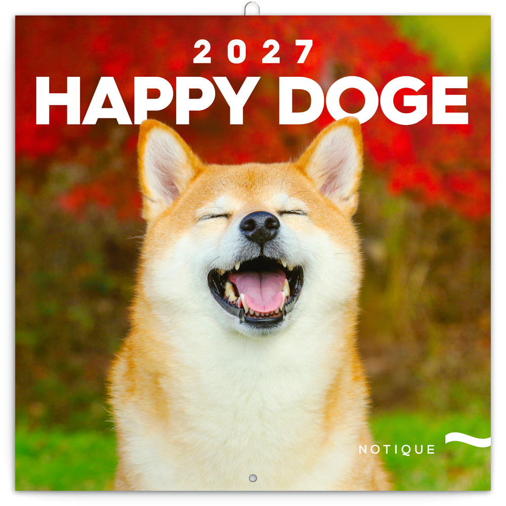 Poznámkový kalendář Happy Doge 2027, 30x30 cm - západní