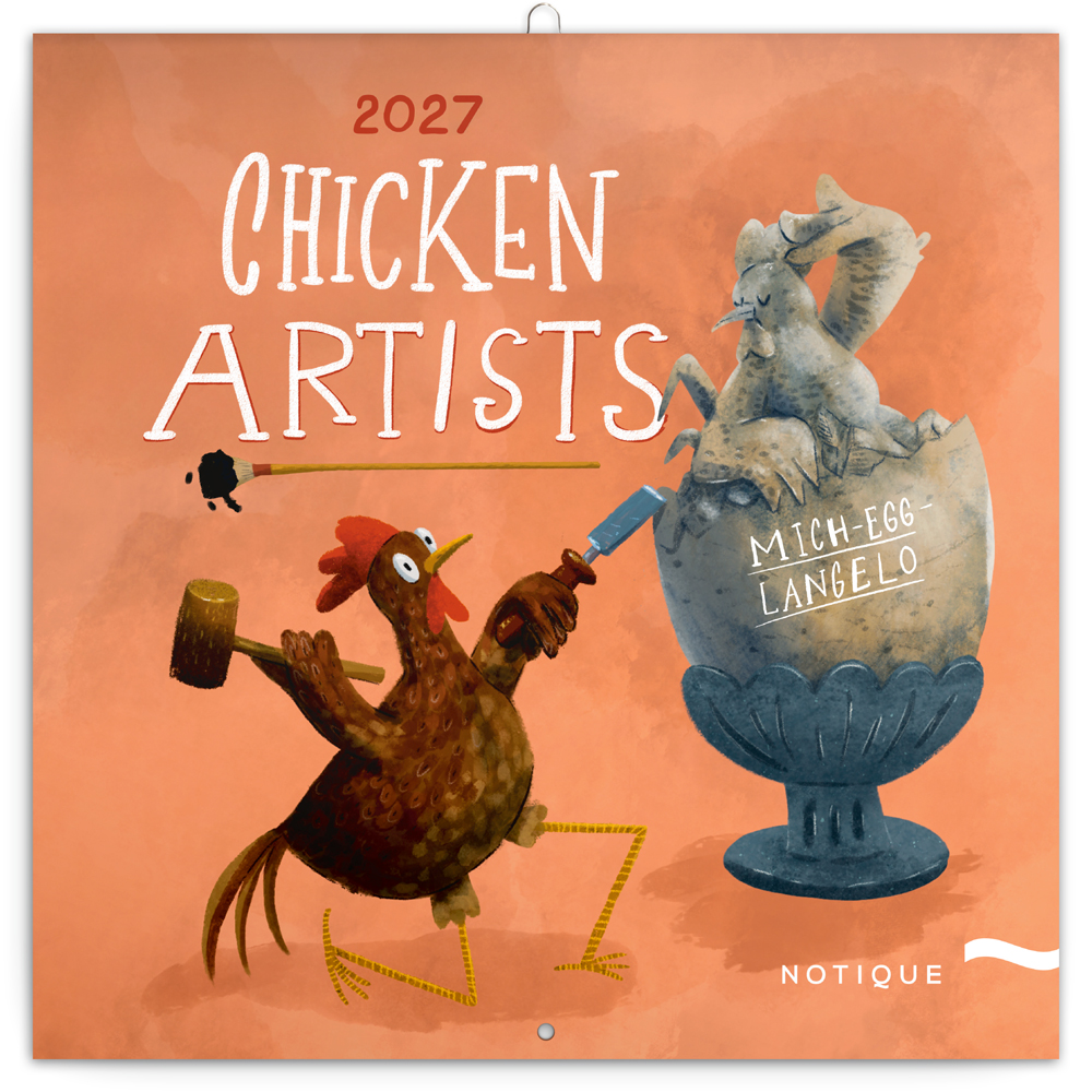 Poznámkový kalendář Chicken Artists 2027, 30x30 cm - východní