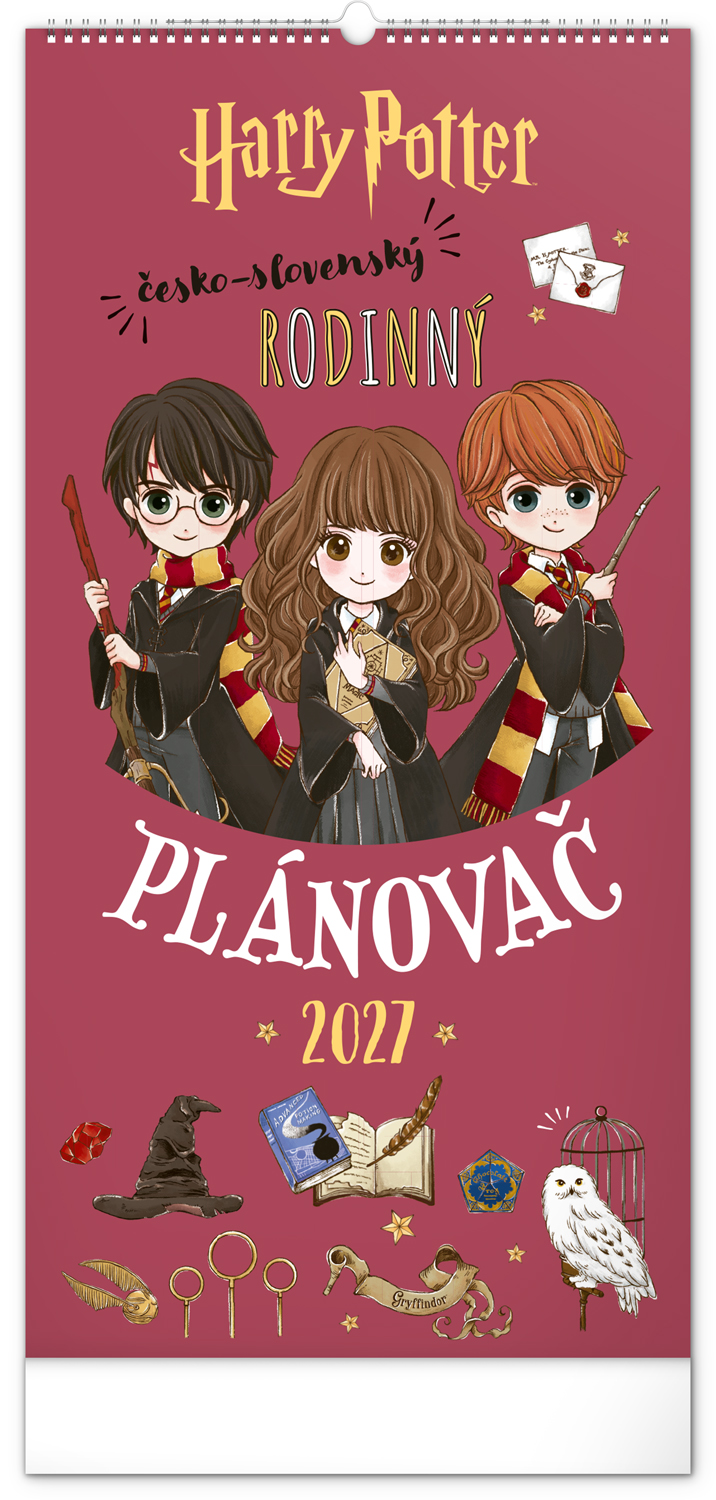 Nástěnný kalendář Rodinný plánovací Harry Potter 2027, 21x42 cm