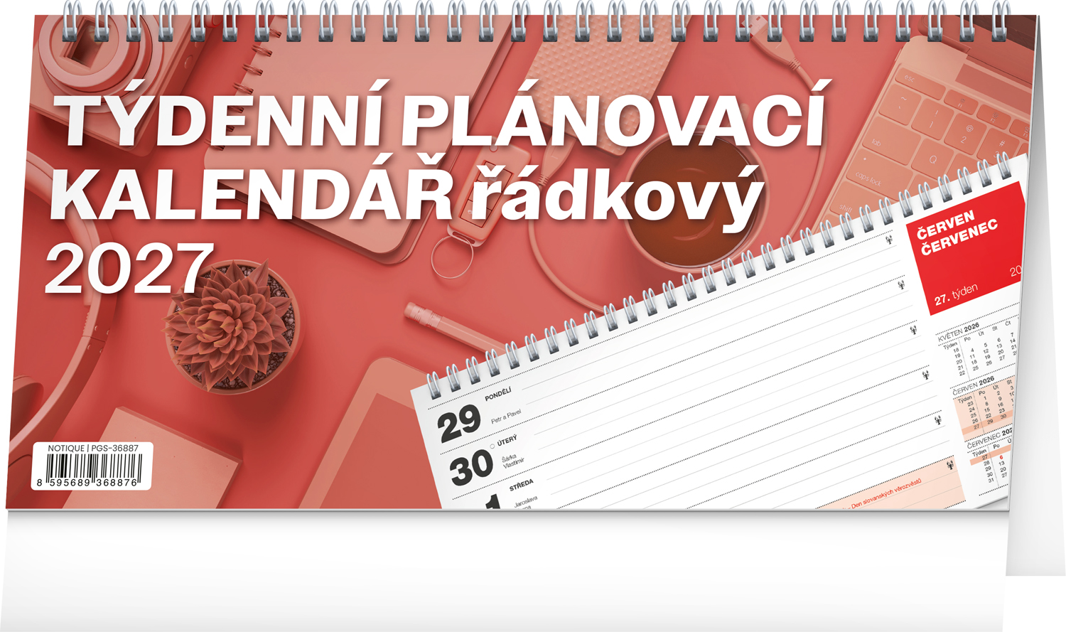 Stolní kalendář Plánovací řádkový 2027, 25x12,5 cm
