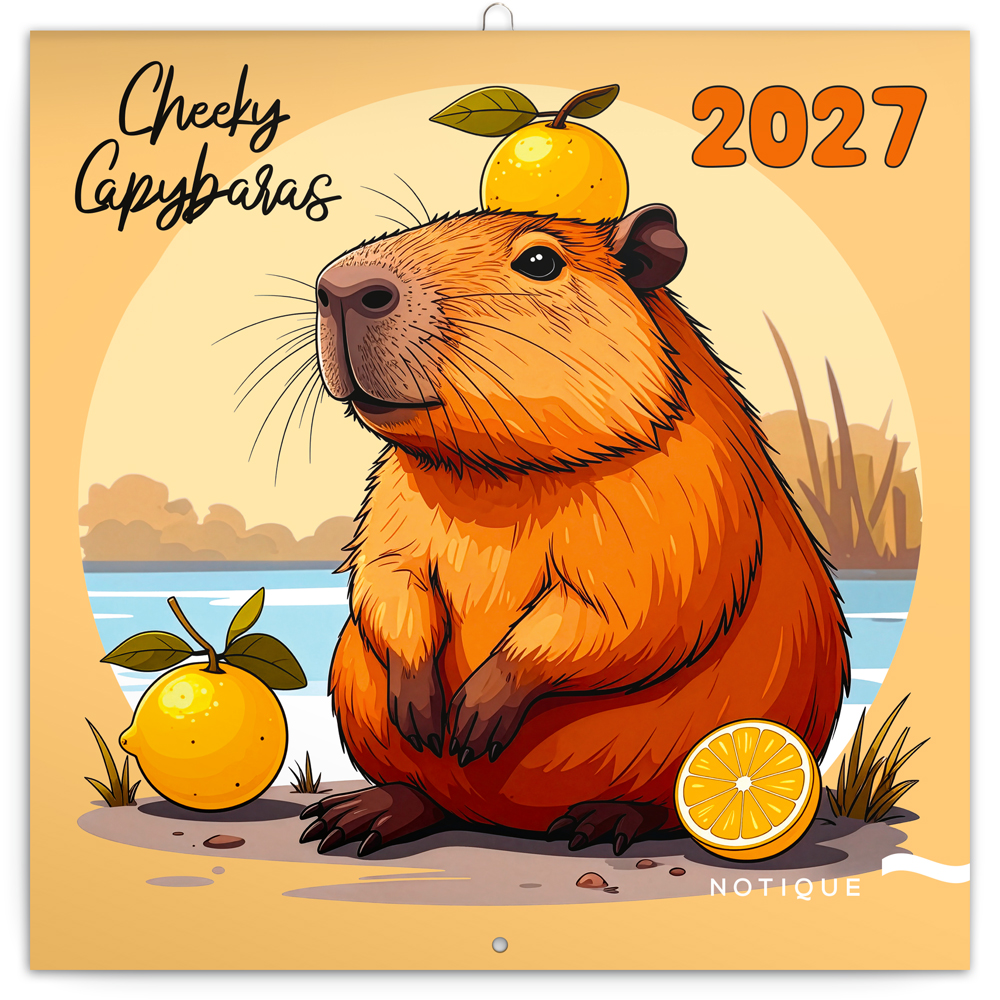 Poznámkový kalendář Rozverné kapybary 2027, 30x30 cm - západní