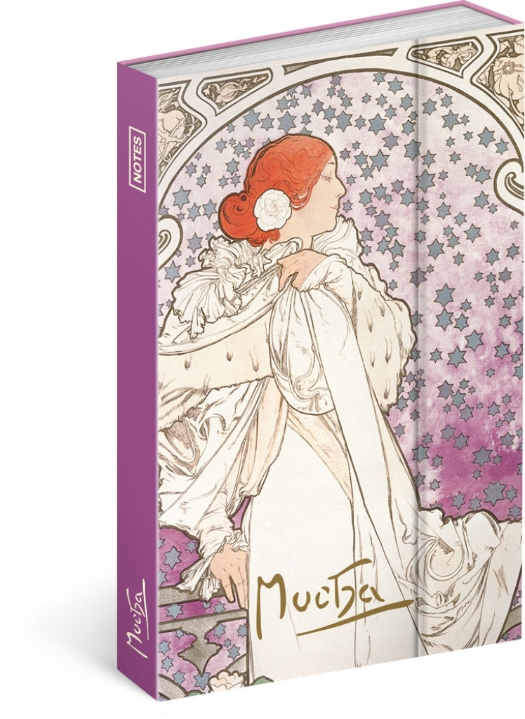 Linkovaný notes Alfons Mucha – Dáma, 11x16 cm