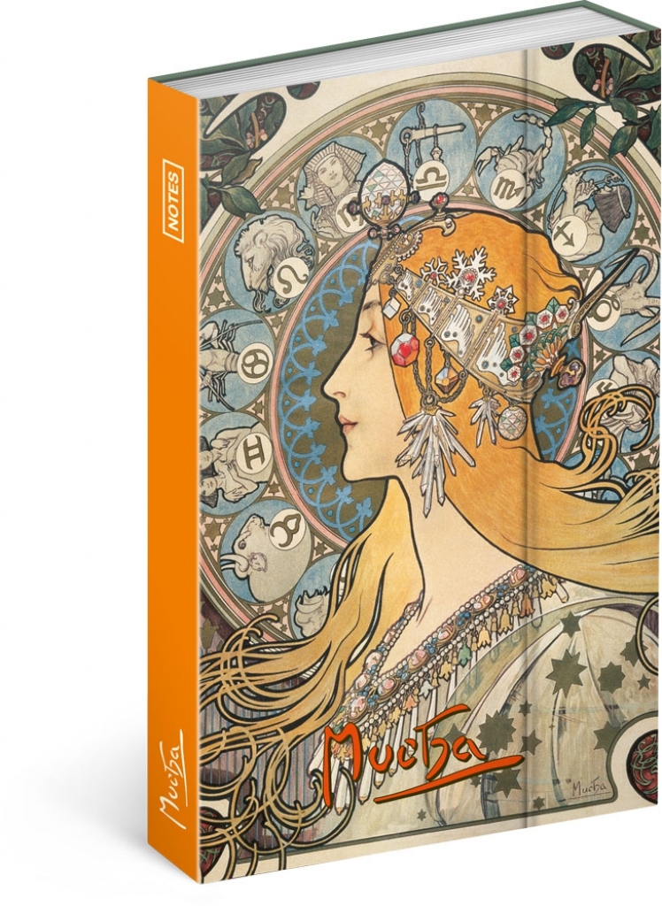 Linkovaný notes Alfons Mucha – Zodiak, 11x16 cm