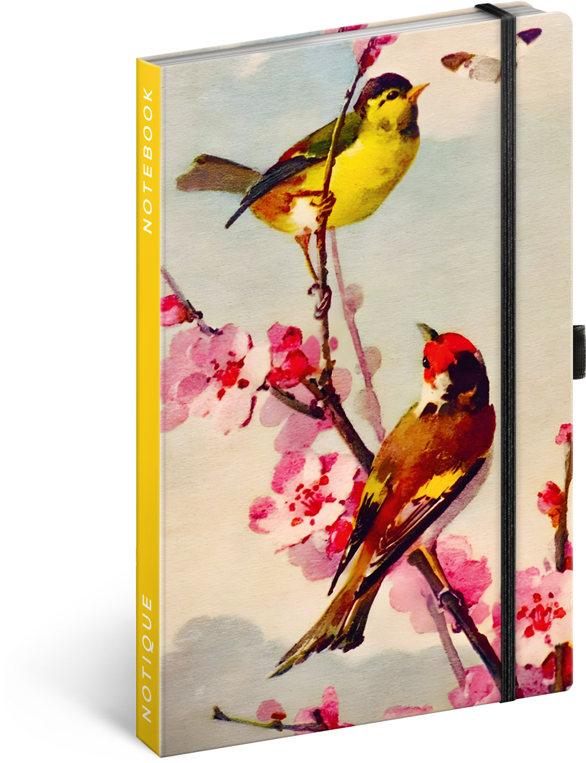 Linkovaný notes Ptáčci – sakura Kateřiny Winterové, 13x21 cm