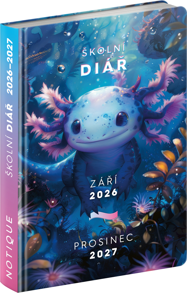 Školní diář Axolotl (září 2026 – prosinec 2027), 9,8x14,5 cm