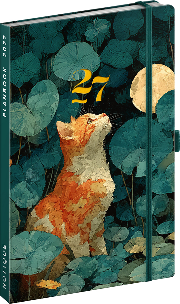 Planbook diář/notes Kočka 2027, 13x21 cm - východní