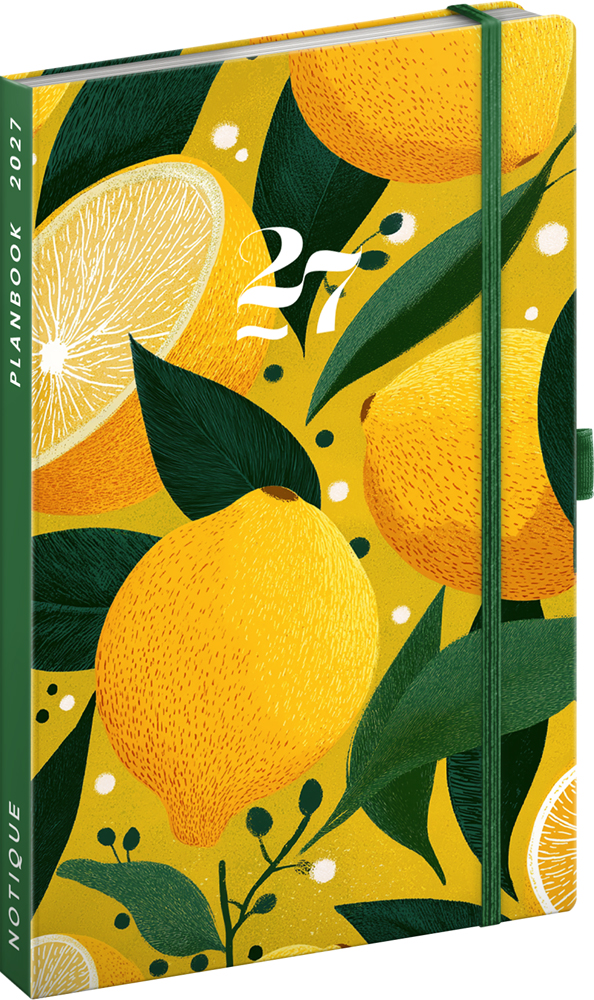 Planbook diář/notes Citróny 2027, 13x21 cm - západní