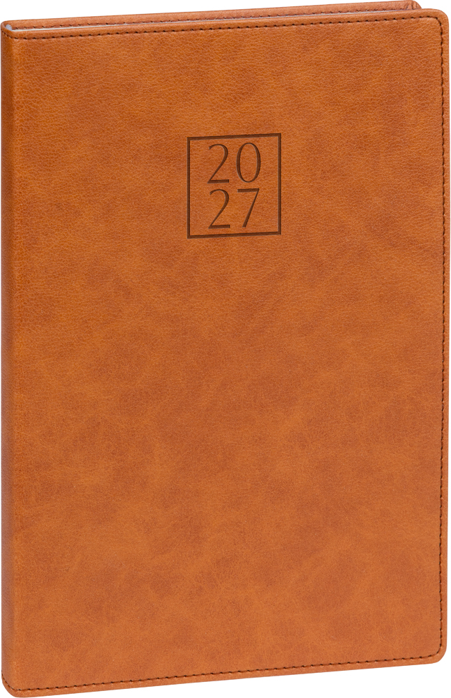 Týdenní diář Prestigio 2027, 15x21 cm - hnědá